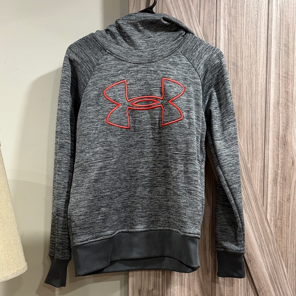 Under Armour Charcoal Hoodie with Crimson Emblem